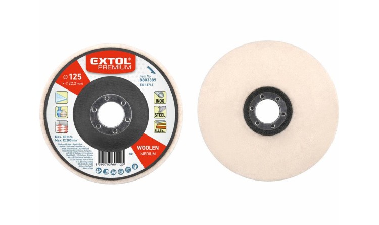 Extol Premium 8803389 Kotouč leštící filcový/plstěný,celoobvodový rovný 125x15mm