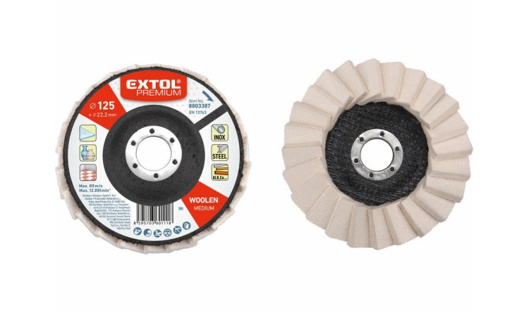 Extol 8803387 Premium Kotouč leštící filcový/plstěný, lamelový šikmý, O 125x12mm