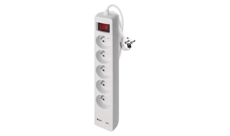 EMOS P1513CU Prodlužovací kabel 3m / 5 zásuvek / s vypínačem / bílý