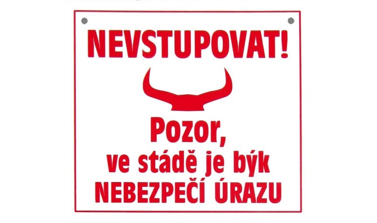 Tabulka varovná POZOR býk