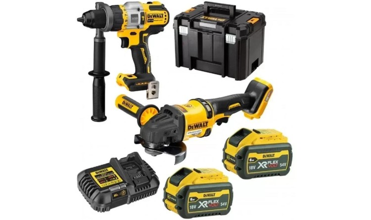 DEWALT DCK2016T2T Aku sada XRP příklepová vrtačka 18V a úhlová bruska 125mm