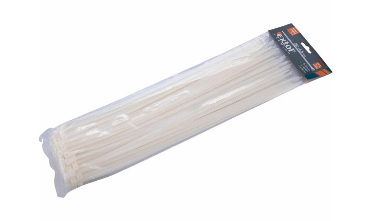 Extol Premium 8856114 Pásky stahovací na kabely bílé, 380x4,8mm, 100ks