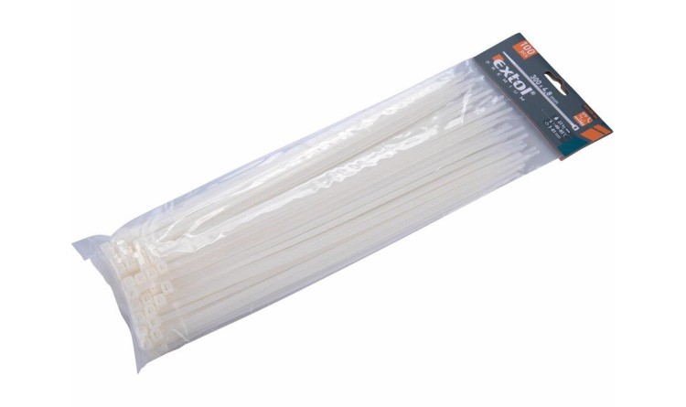 Extol Premium 8856112 Pásky stahovací na kabely bílé, 300x4,8mm, 100ks