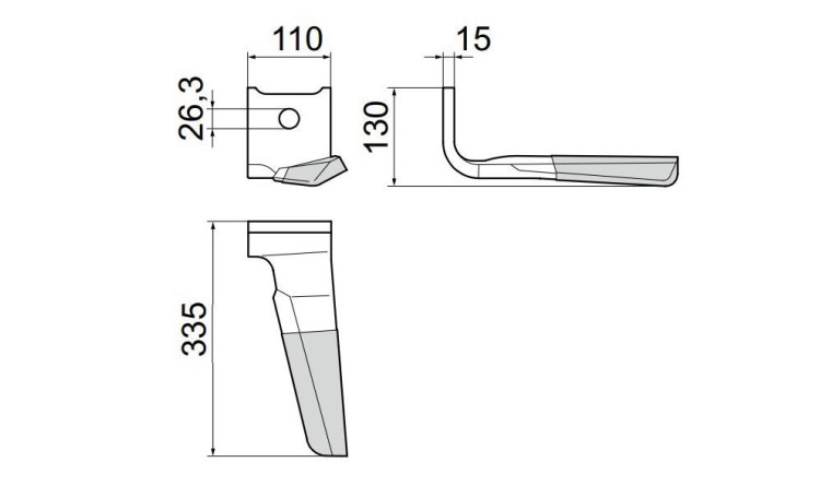 Pöttinger 8762.42.030.0 Nůž LION levý 15x335 DURASTAR 12 rotorů