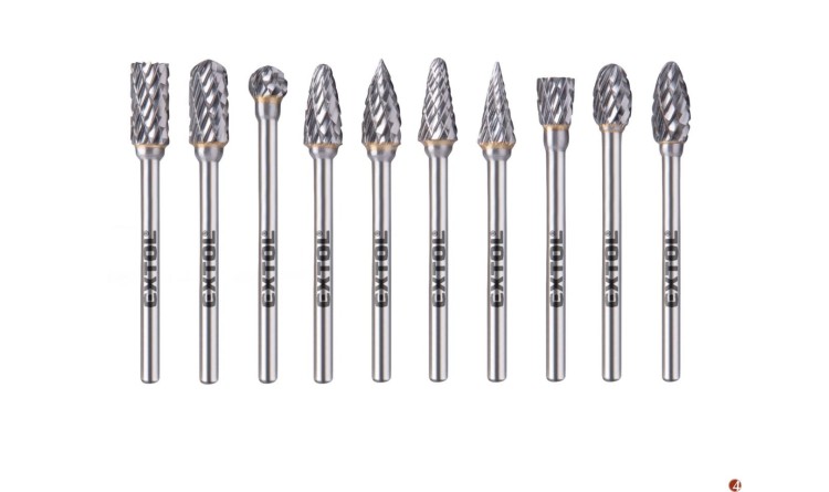 EXTOL INDUSTRIAL 8703810 Karbidové frézy, sada 10ks, pr.6x13mm double-cut