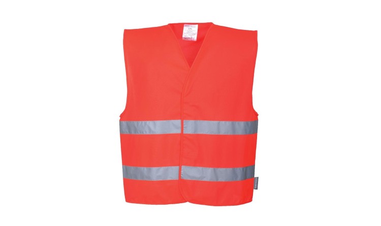 PORTWEST HI-VIS C474 / Reflexní vesta s dvěma pruhy - HV červená XXL/XXXL