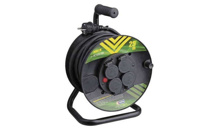 Gumový prodlužovací kabel na bubnu – 4 zásuvky, 25m, 1,5mm2