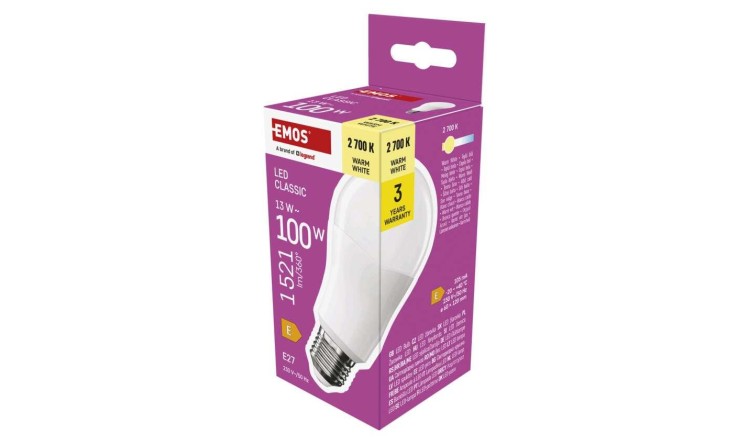 EMOS ZQ5E61 Žárovka LED Classic A60 E27 13 W (100 W) teplá bílá