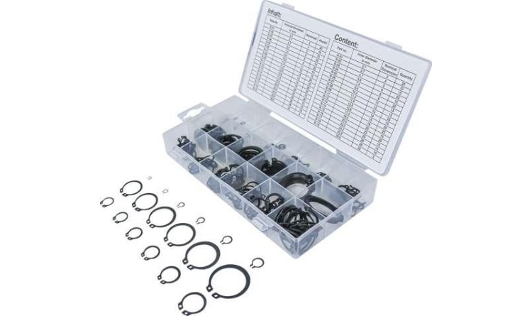 BGS108046 Pojistné vnější kroužky (seger) 3 ÷ 32 mm, 300 dílů v PVC kazetě