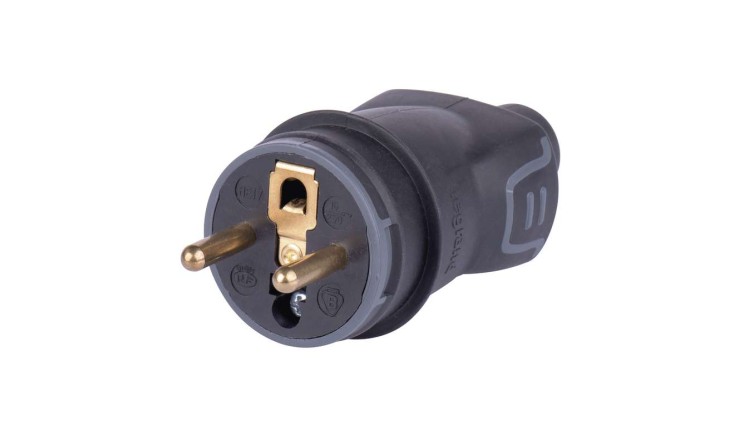 Vidlice gumová černá 250 V 16 A IP44