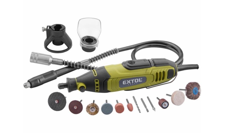 EXTOL 404177 Bruska přímá s ohebným nástavcem, 210ks, 135W