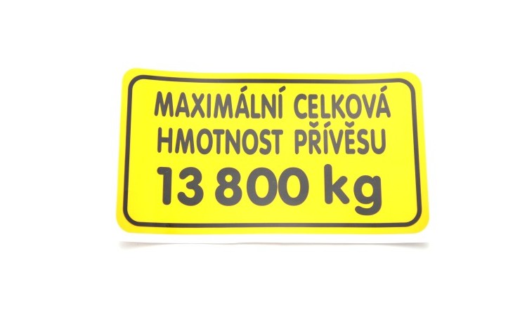 Štítek - hmot. přív.13800 kg (FRTP) 17802008
