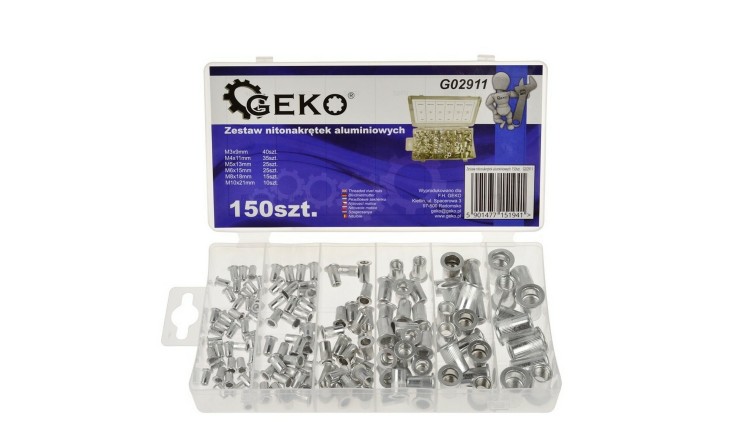 Sada hliníkových nýtovacích matic 150 ks GEKO