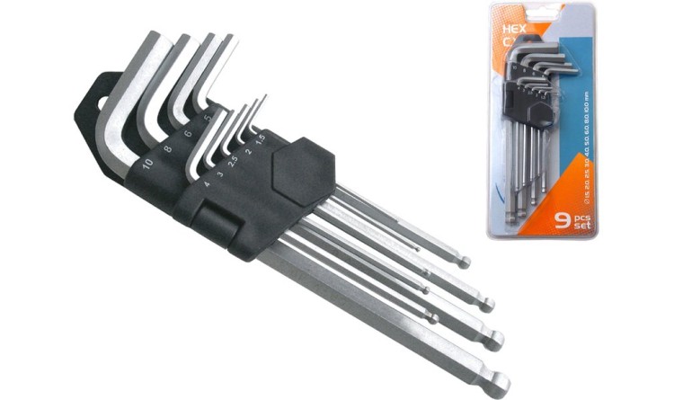 EXTOL PREMIUM L-klíče IMBUS, sada 9ks, 1,5-10mm, s kuličkou