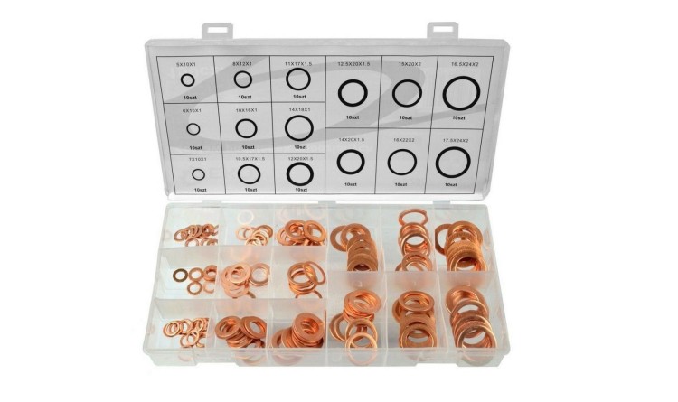 GEKO G02807 Podložky těsnící měděné, sada 150ks