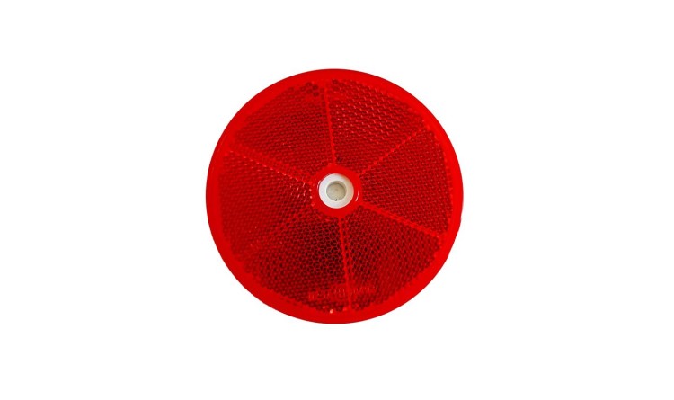 Odrazka kulatá červená  80 mm samolepící +upev.otvor