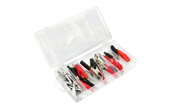 GEKO G03602 Elektrikářské svorky „krokodýl“ na autobaterie, sada 28 ks