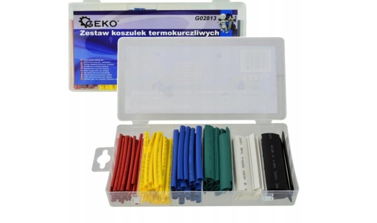 GEKO G02813 Bužírky smršťovací, délka 80 mm, různé rozměry, sada 128 kusů