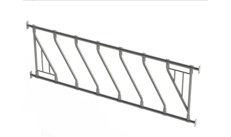 Stavitelná diagonální žlabová zábrana 4m - 8 hlav, žárově zinkované