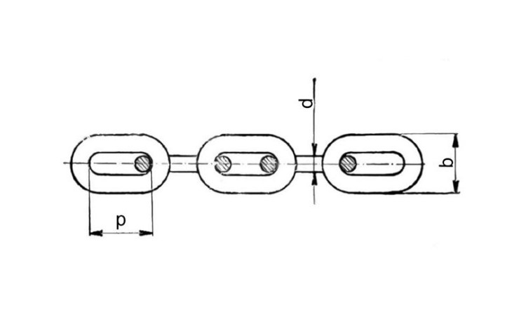 Řetěz 13x45x44 dl.čl. ČSN 02 3222 černý (kg/m) 3,45