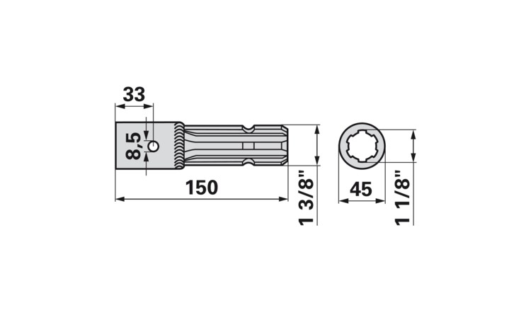 Redukce 1 1/8" Z=6 - 1 3/8" Z=6