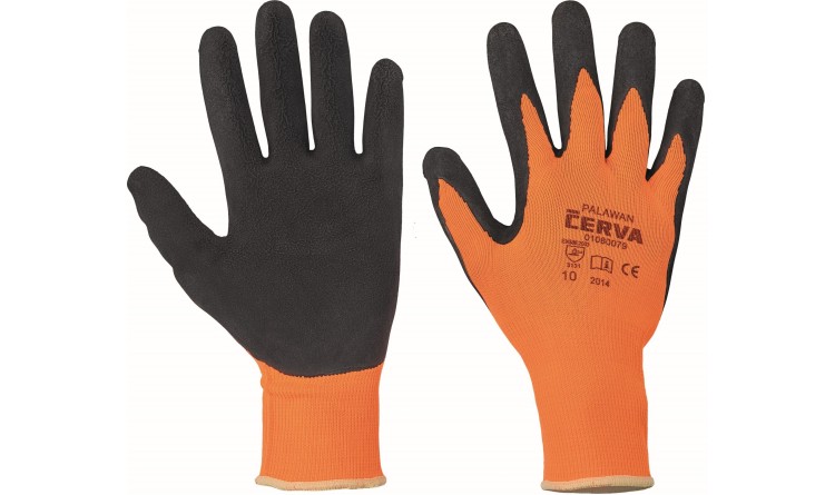 CERVA PALAWAN ORANGE / Povrstvené nylonové rukavice vel. 11