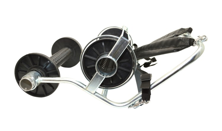 Naviják pro elektrické ohradníky PROFI kovový s postrojem + 2 cívky TEXLEN