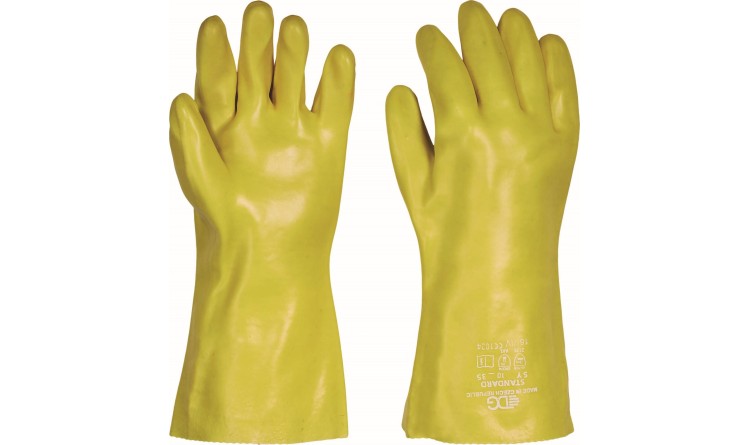 Pracovní rukavice STANDARD, povrstvené, máčené v PVC vel. 10 žluté