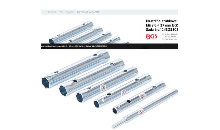 BGS Technik BGS1085814 Nástrčné, trubkové šestihranné klíče 8 ÷ 17 mm