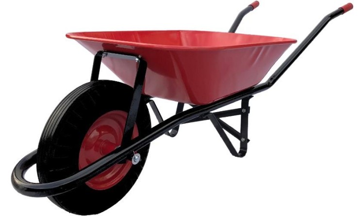TOPTRADE Kolečko stavební, červenočerné, tažená korba, kolo nafukovací, 60l