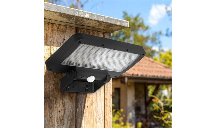 Solight WO7204LED solární osvětlení se senzorem, 5W, 500lm, 4000K, Li-Ion, černá