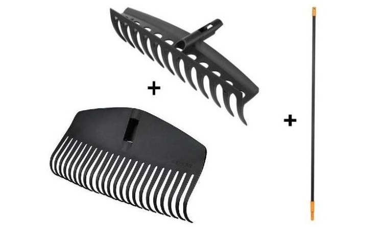 FISKARS 10492 hrábě švédské M + hřeben + násada s úchytem SOLID