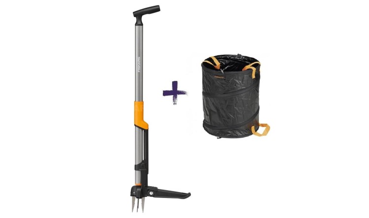 FISKARS 1080409 Vytrhávač plevele Ergonomic s košem