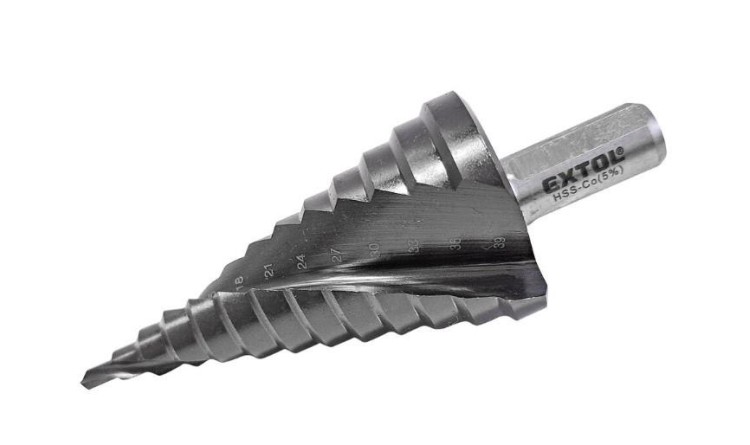 EXTOL INDUSTRIAL 8701195 Vrták stupňovitý s lamačem třísek, O 4-39mm/po 3mm, HSS