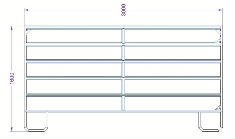 TEXAS Panel ohradní pozink, 6 příček, výška 1,6 m, řetízek, délka 3 m