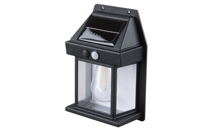SOLIGHT WL918 LED Solární lucerna nástěnná, černá