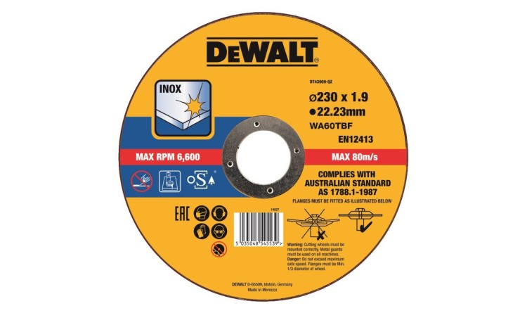 DEWALT DT43909 Řezný kotouč na nerezovou ocel 230X1,9X22,2
