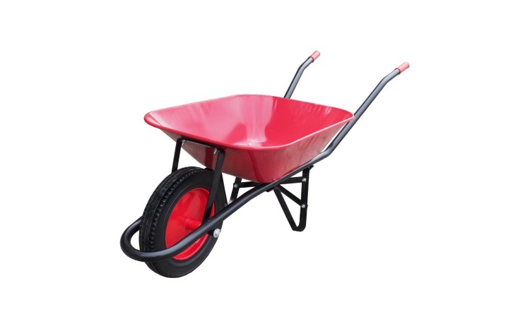 TOPTRADE 901003  Kolečko stavební, tažená korba červená, kolo tvrdá guma, 60 l