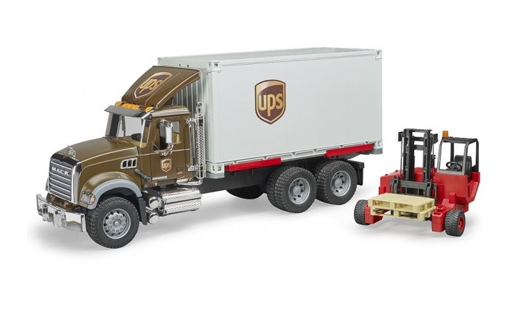 MACK Granite UPS s vysokozdvižným vozíkem Bruder 02828