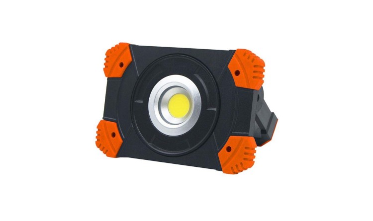 SOLIGHT LED reflektor 10W, přenosný, nabíjecí, 1000lm, oranžovo-černý