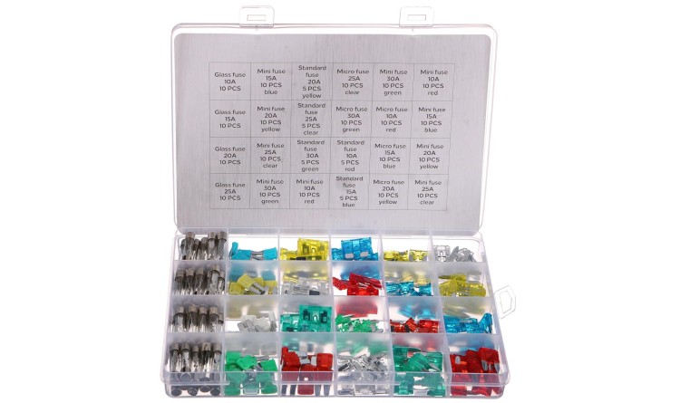 SIXTOL Sada nožových a skleněných automobilových pojistek MECHANIC FUSE SET 215