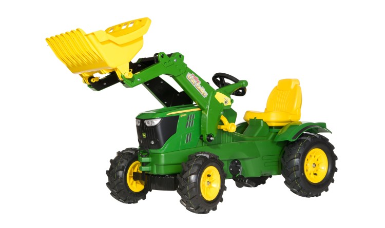 Dětský šlapací traktor John Deere 6210R s nakladačem, nafukovací kola