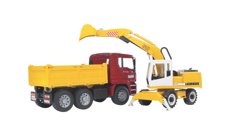 Nákladní auto s Liebherr bagrem Bruder 02751