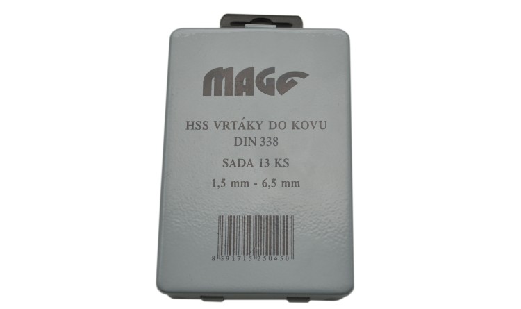 Sada vrtáků na kov 1,5-6,5 13 ks plech. krabička