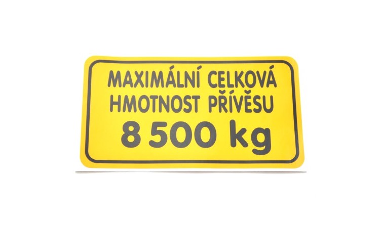 Nápis hmotnost přívěsu 8500 kg (FRT-P) 53802053