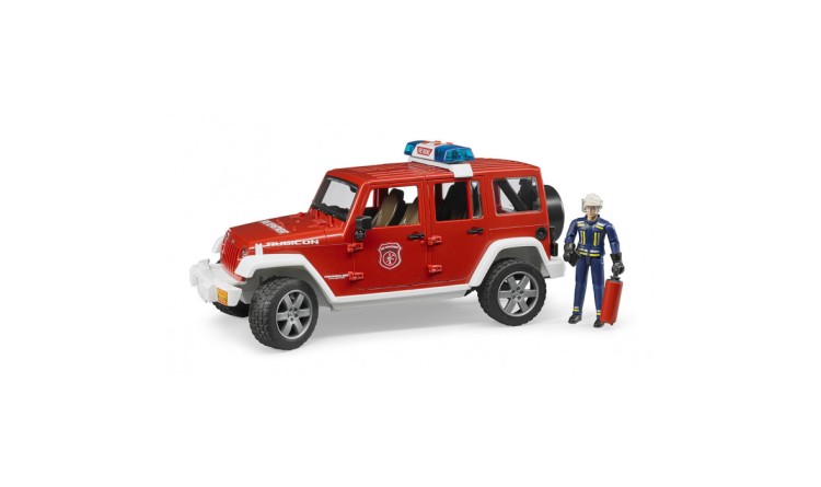 Jeep Wrangler Rubicon požární s figurkou Bruder 02528