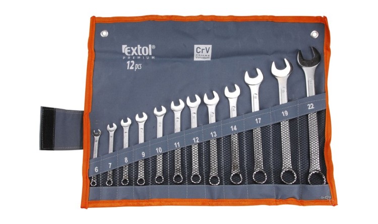EXTOL PREMIUM klíče očkoploché, sada 12ks, 6-22mm