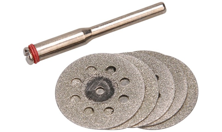 Kotouče diamantové, na přímou brusku, sada 6ks, průměr dříku 3,2mm