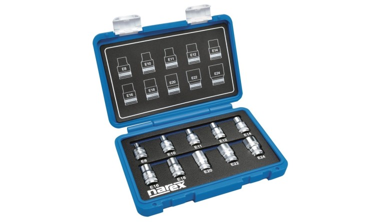 NAREX 443000963 Sada hlavic 1/2" nástrčných TORX E 8-24 10dílná