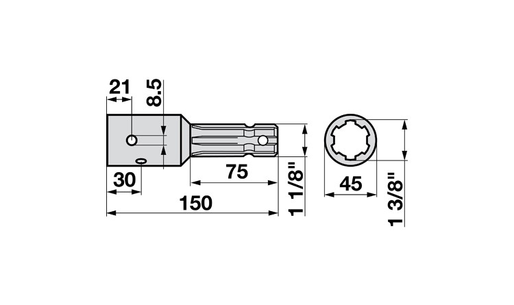 Redukce 1 3/8" Z=6 - 1 1/8" Z=6